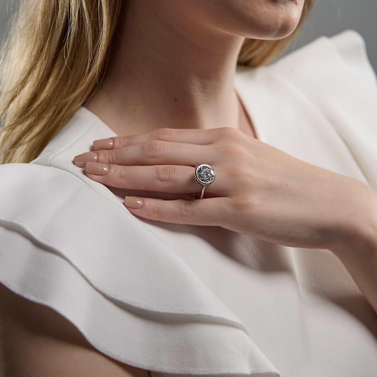 Additional Image 2 for  5 ctw Round Lab Grown Diamond Bezel Set Solitaire Engagement Ring